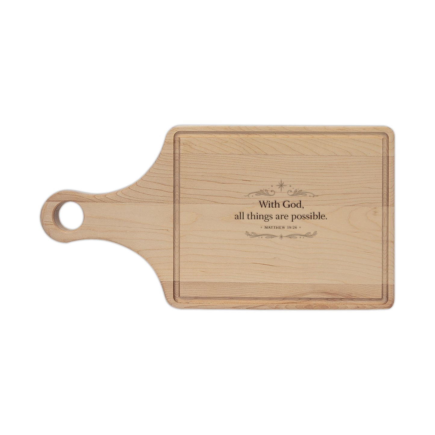 Engraved Wooden Cutting Board — "With God, all things are possible"