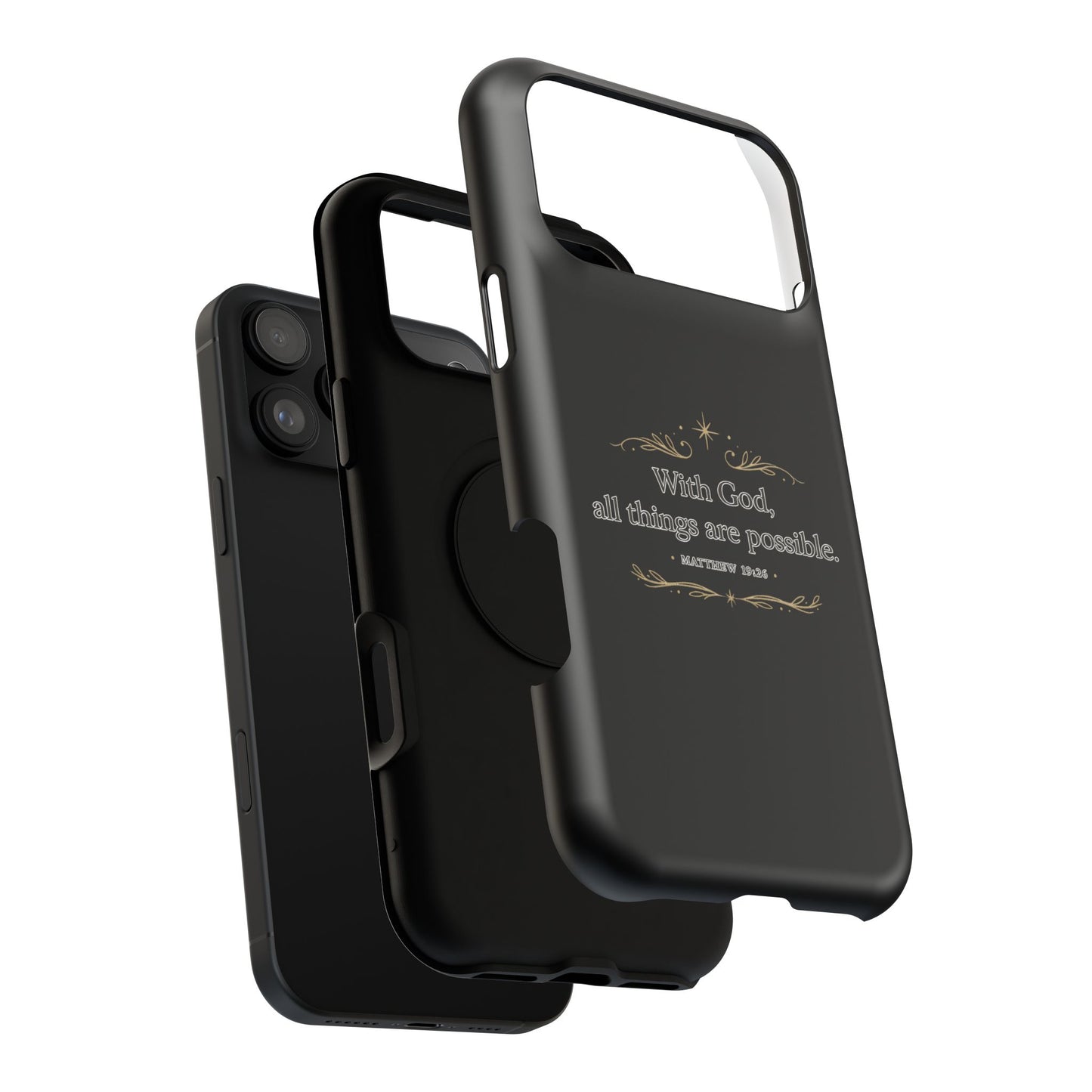 Impact-Resistant Phone Case — "With God, all things are possible" (Matthew 19:26)