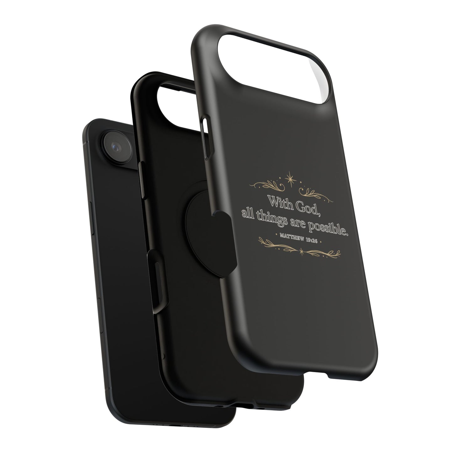 Impact-Resistant Phone Case — "With God, all things are possible" (Matthew 19:26)