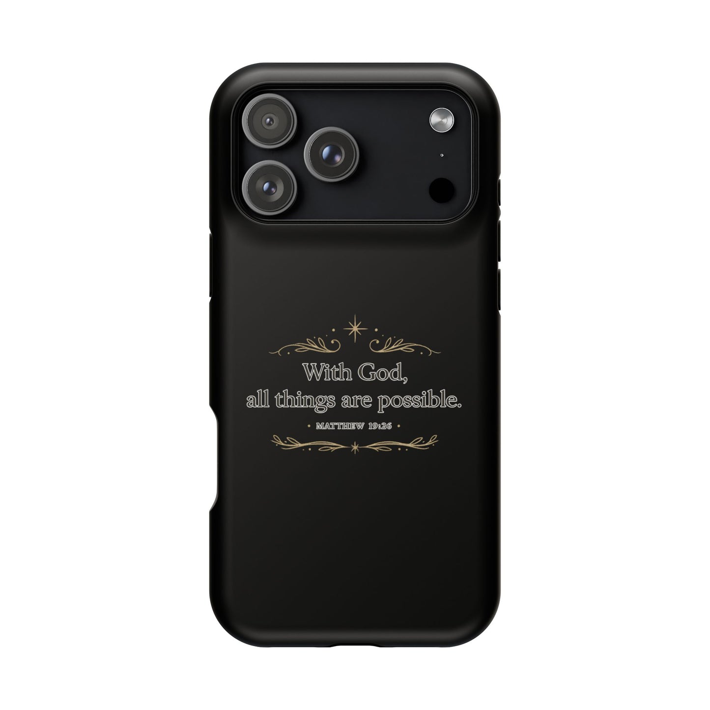 Impact-Resistant Phone Case — "With God, all things are possible" (Matthew 19:26)