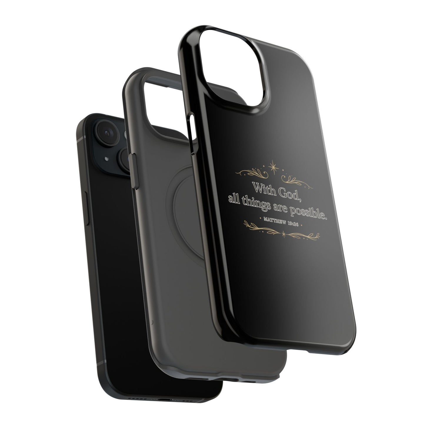 Impact-Resistant Phone Case — "With God, all things are possible" (Matthew 19:26)