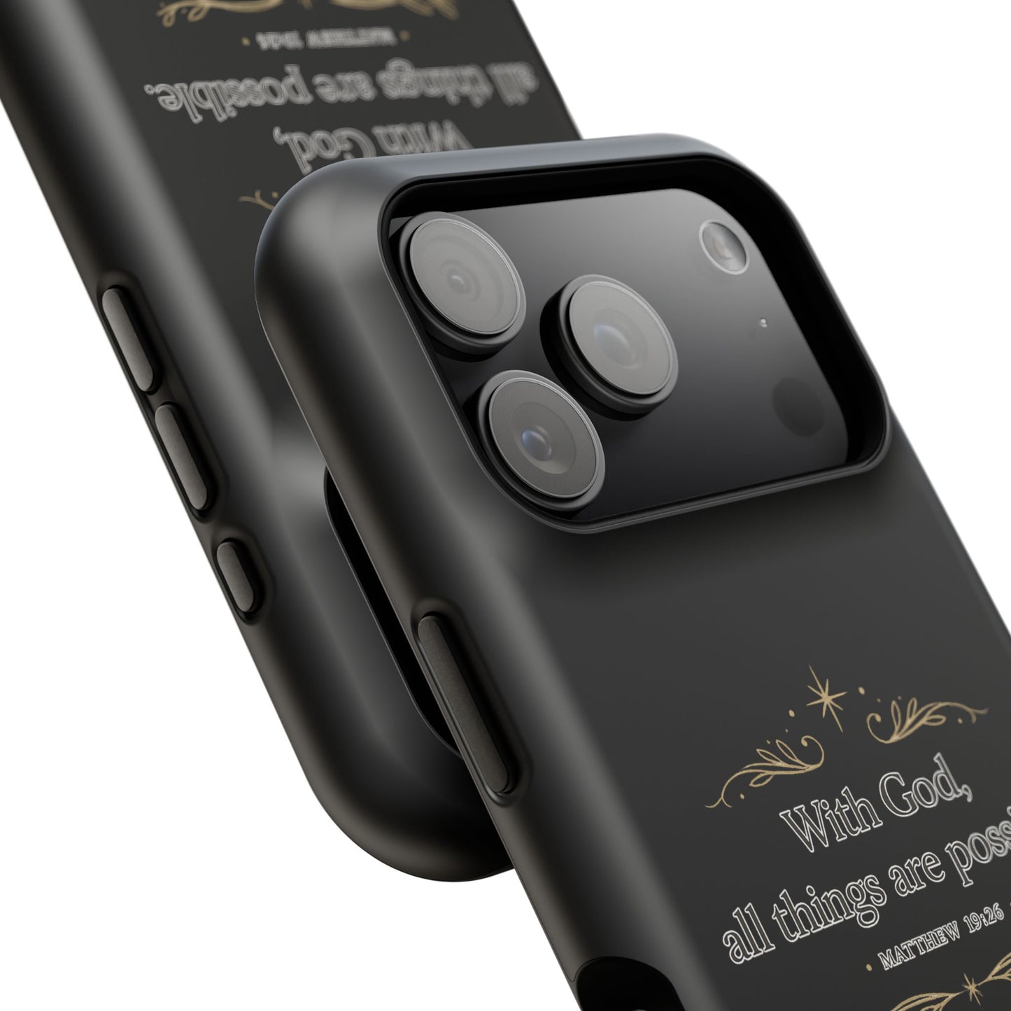 Impact-Resistant Phone Case — "With God, all things are possible" (Matthew 19:26)