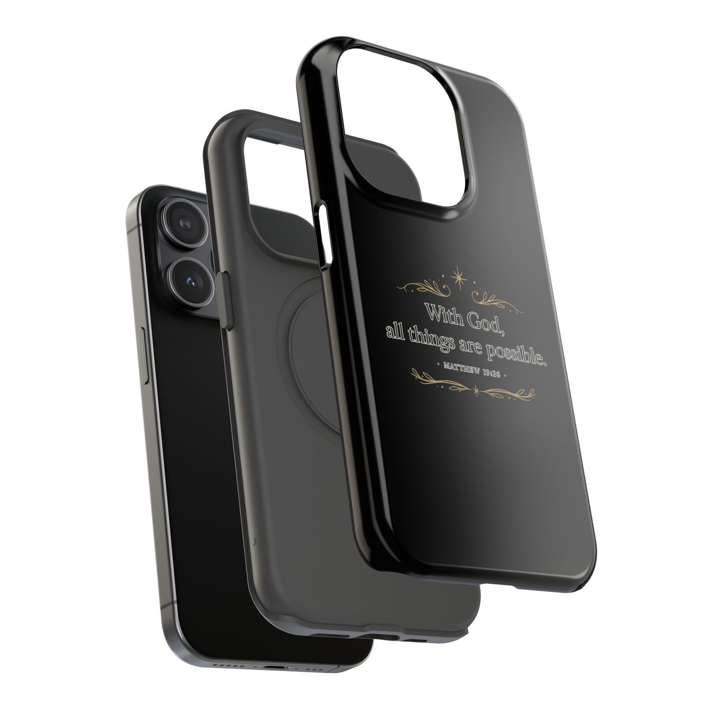 Impact-Resistant Phone Case — "With God, all things are possible" (Matthew 19:26)