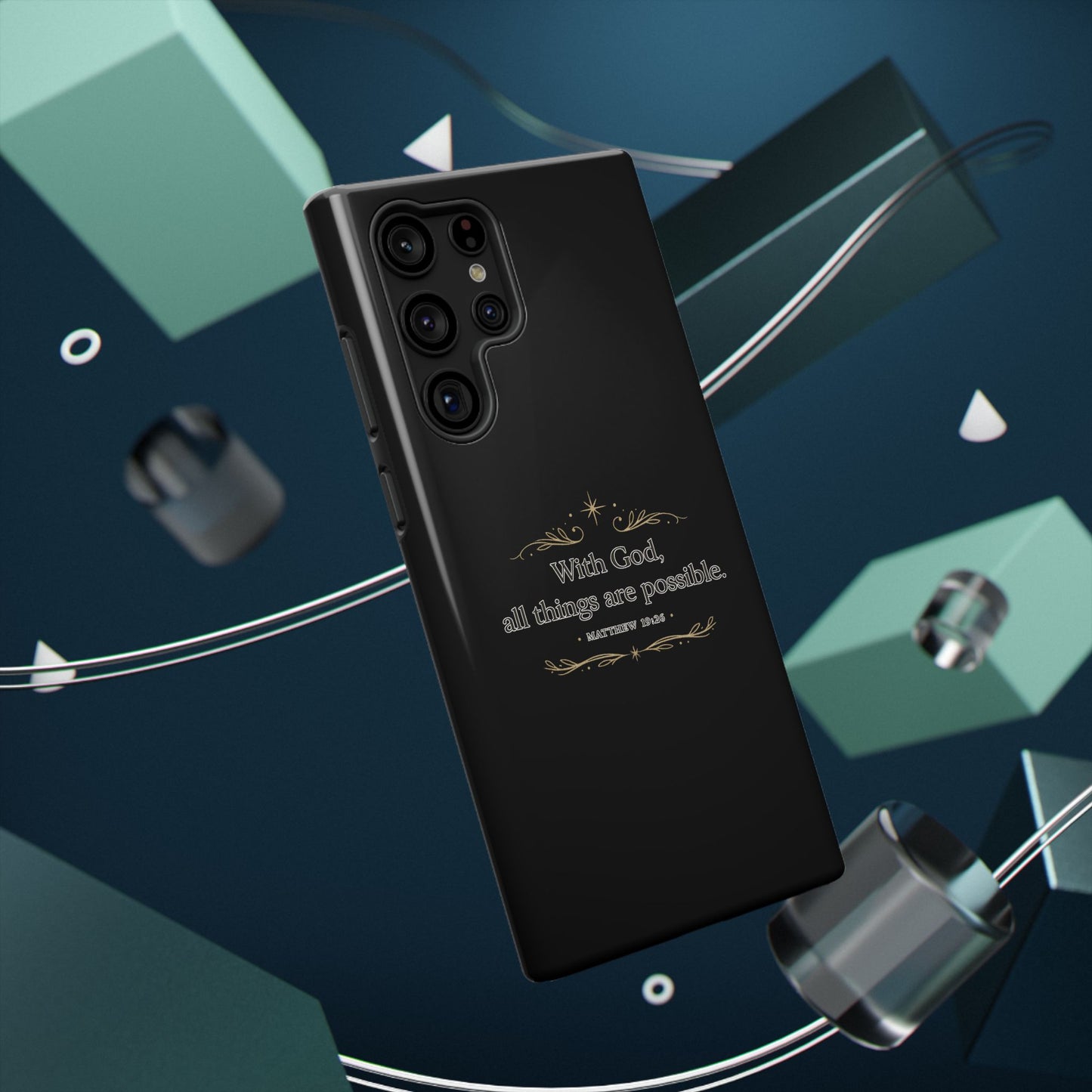 Impact-Resistant Phone Case — "With God, all things are possible" (Matthew 19:26)