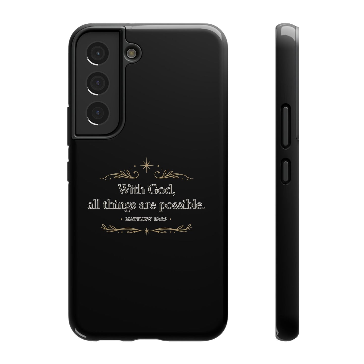Impact-Resistant Phone Case — "With God, all things are possible" (Matthew 19:26)