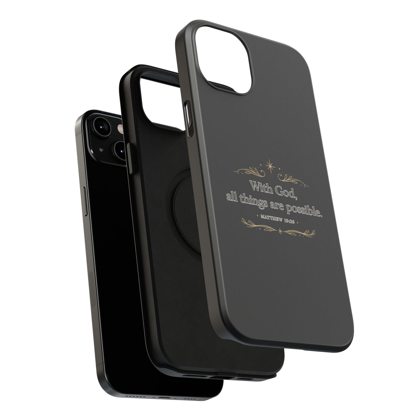 Impact-Resistant Phone Case — "With God, all things are possible" (Matthew 19:26)