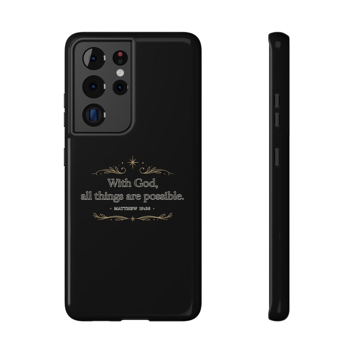 Impact-Resistant Phone Case — "With God, all things are possible" (Matthew 19:26)