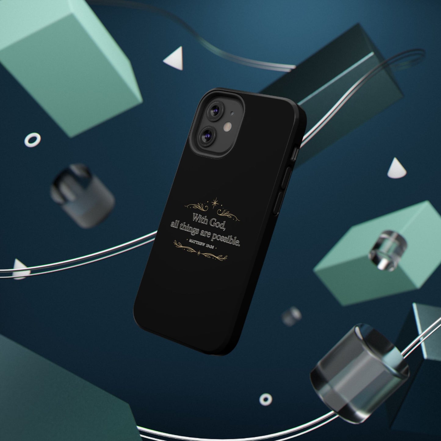 Impact-Resistant Phone Case — "With God, all things are possible" (Matthew 19:26)