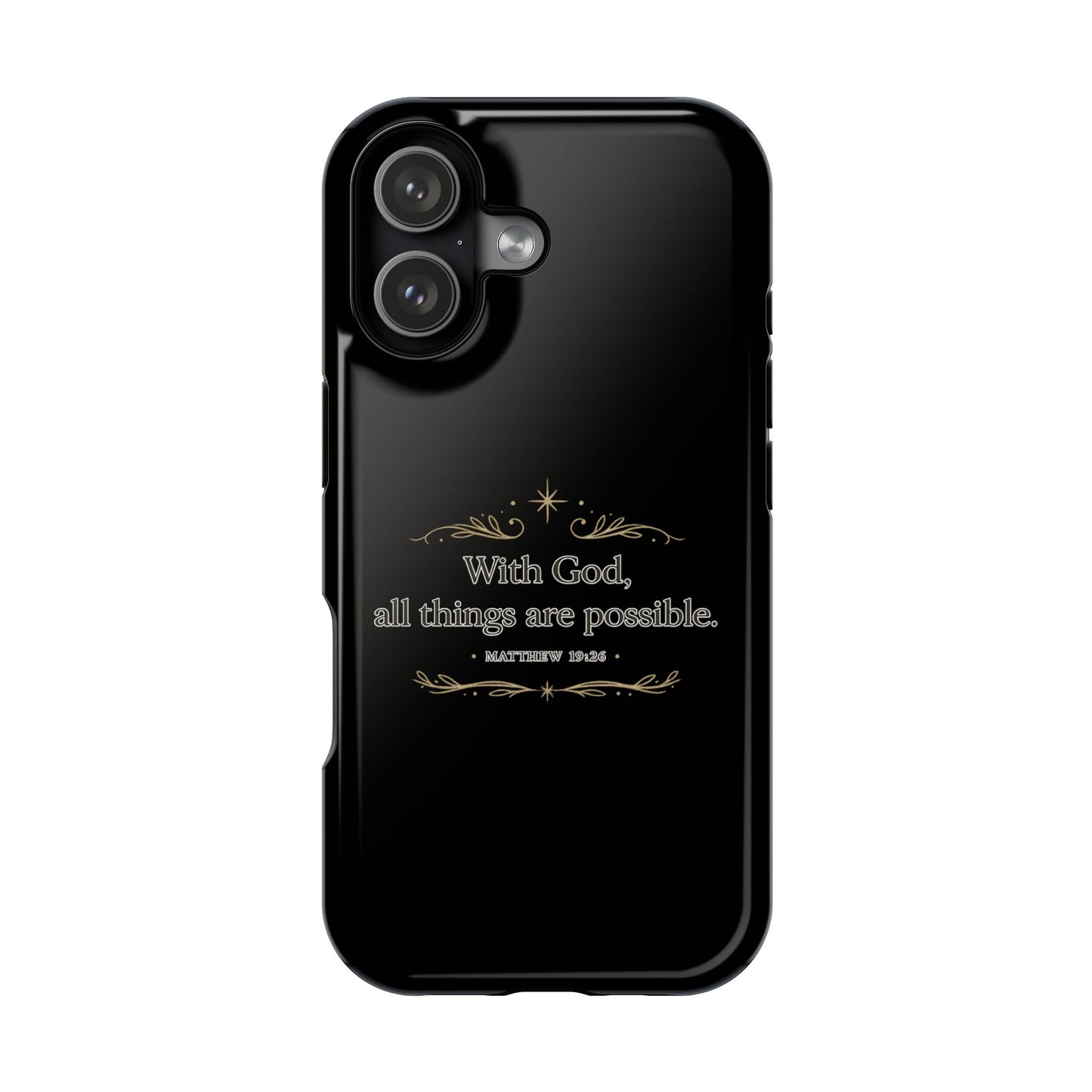 Impact-Resistant Phone Case — "With God, all things are possible" (Matthew 19:26)