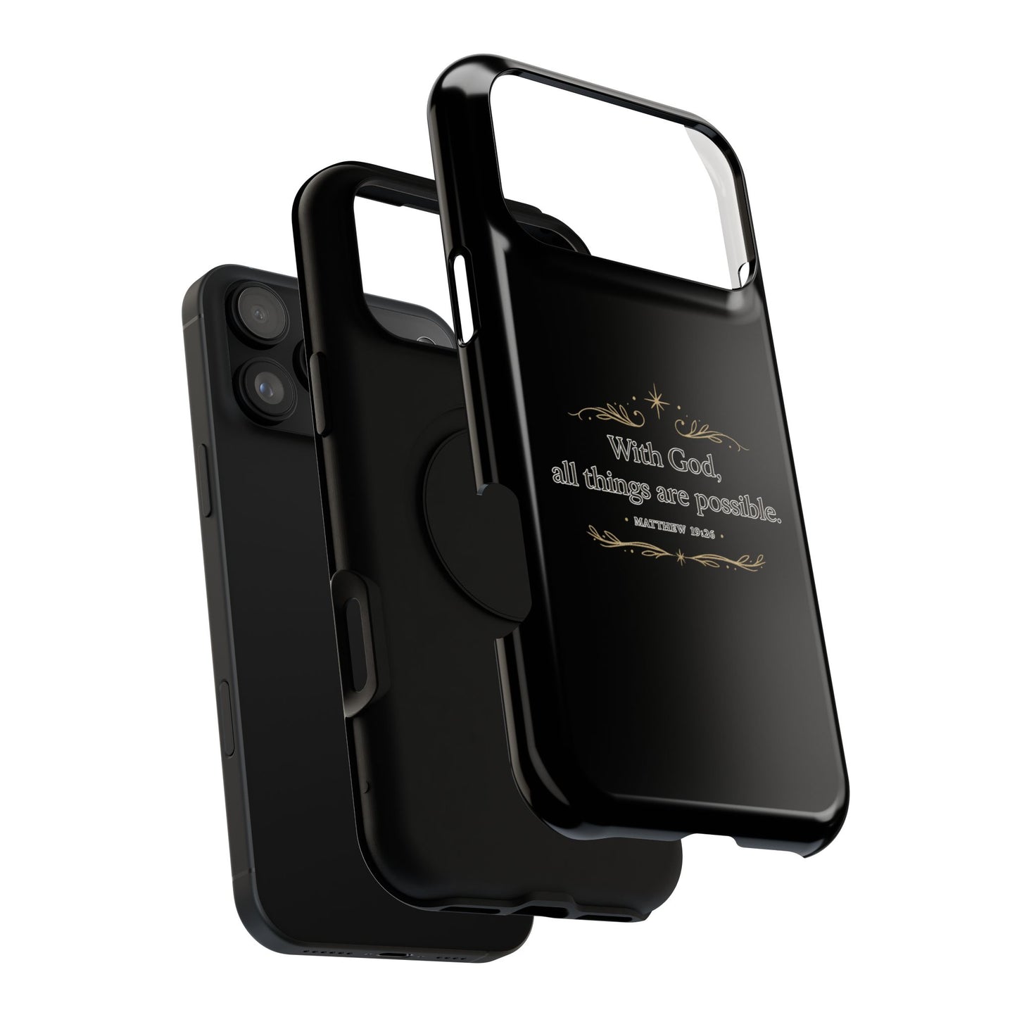 Impact-Resistant Phone Case — "With God, all things are possible" (Matthew 19:26)