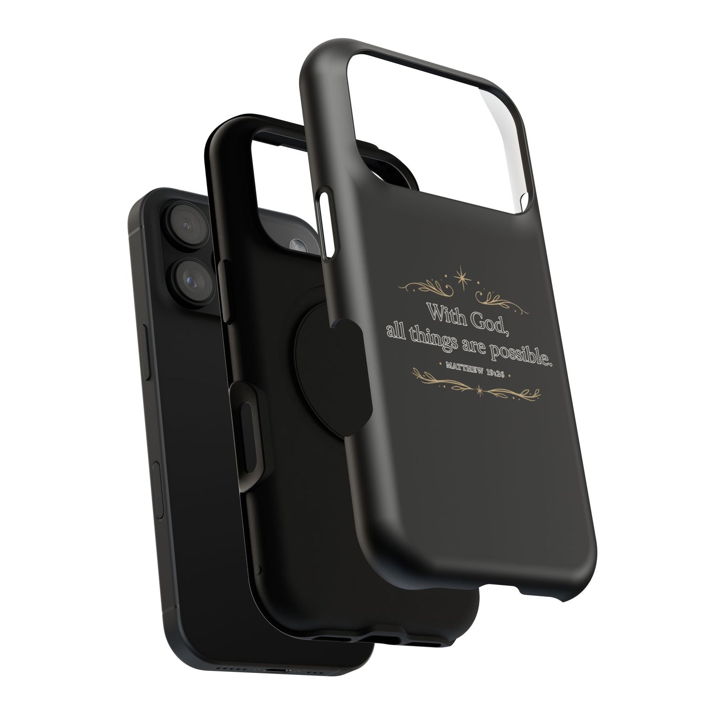Impact-Resistant Phone Case — "With God, all things are possible" (Matthew 19:26)