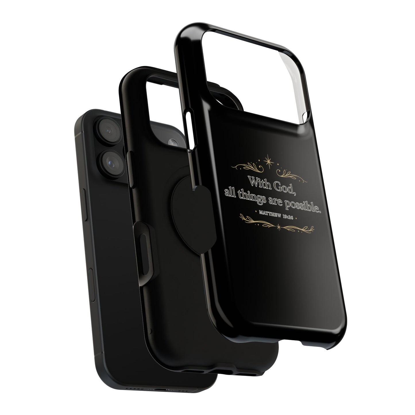 Impact-Resistant Phone Case — "With God, all things are possible" (Matthew 19:26)