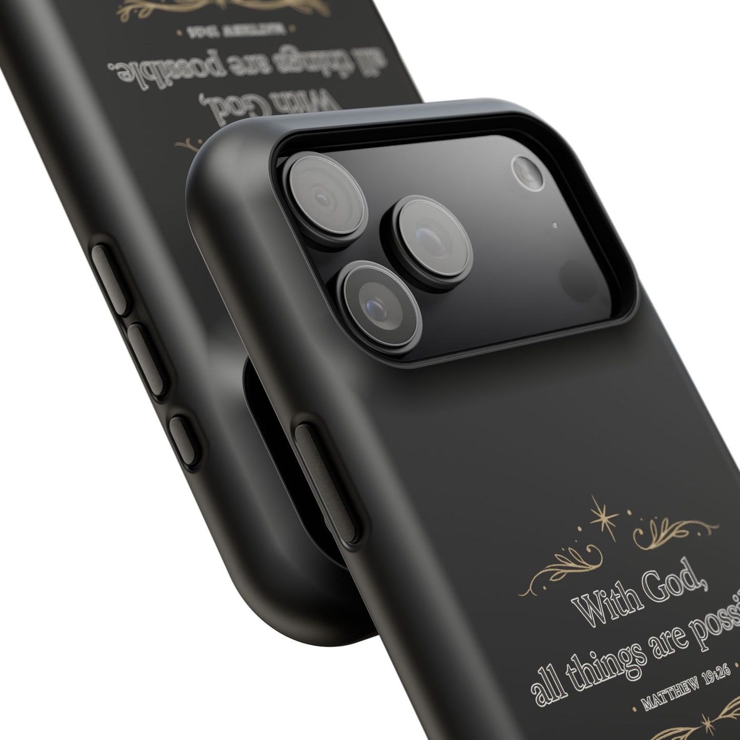 Impact-Resistant Phone Case — "With God, all things are possible" (Matthew 19:26)