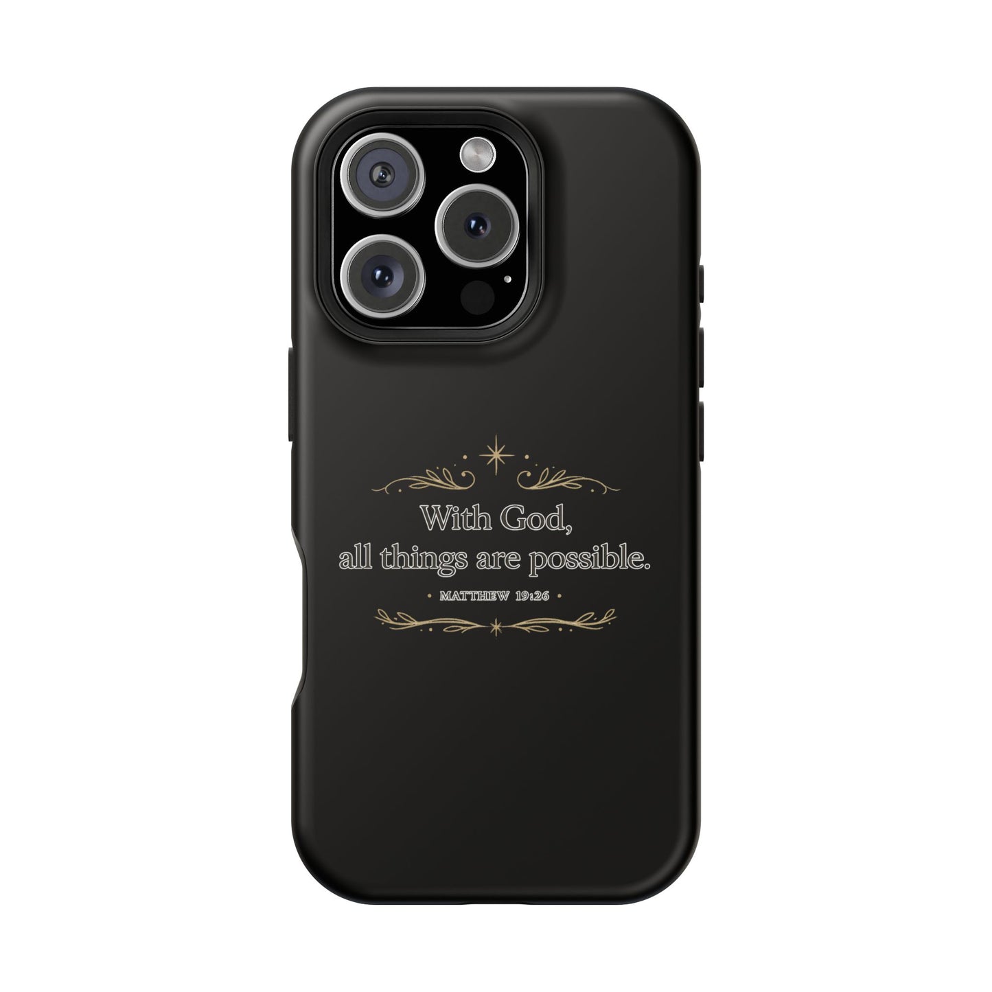 Impact-Resistant Phone Case — "With God, all things are possible" (Matthew 19:26)