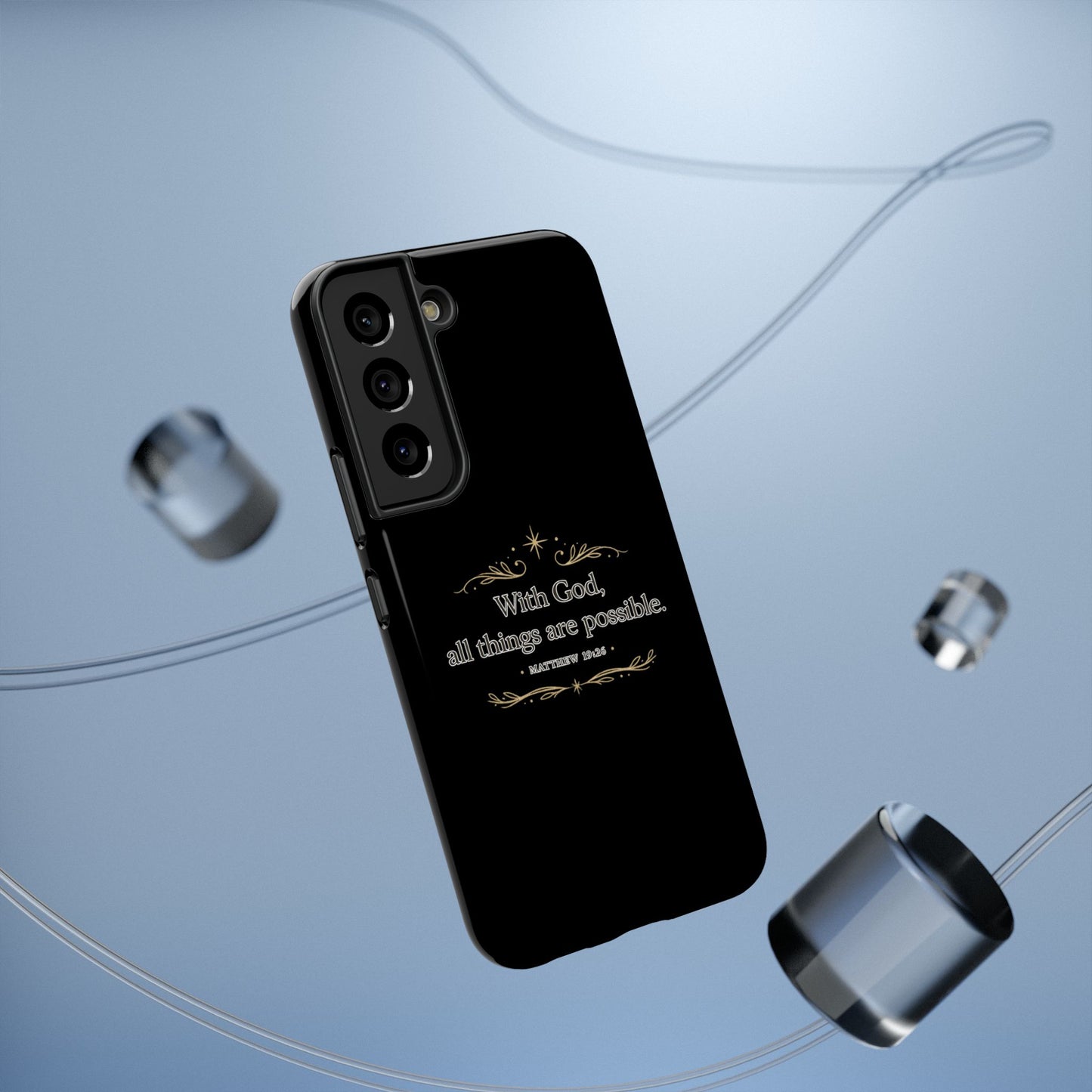 Impact-Resistant Phone Case — "With God, all things are possible" (Matthew 19:26)
