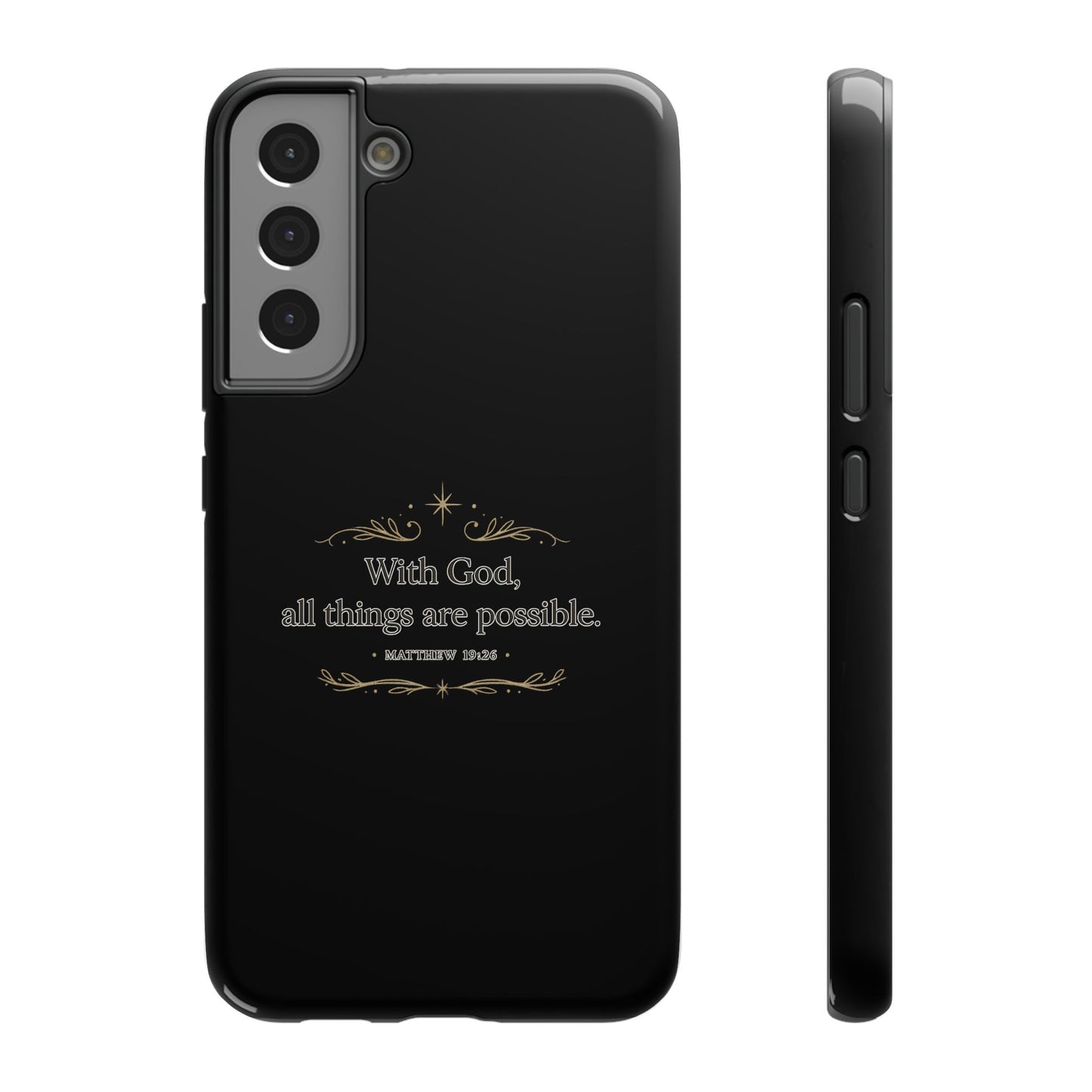 Impact-Resistant Phone Case — "With God, all things are possible" (Matthew 19:26)
