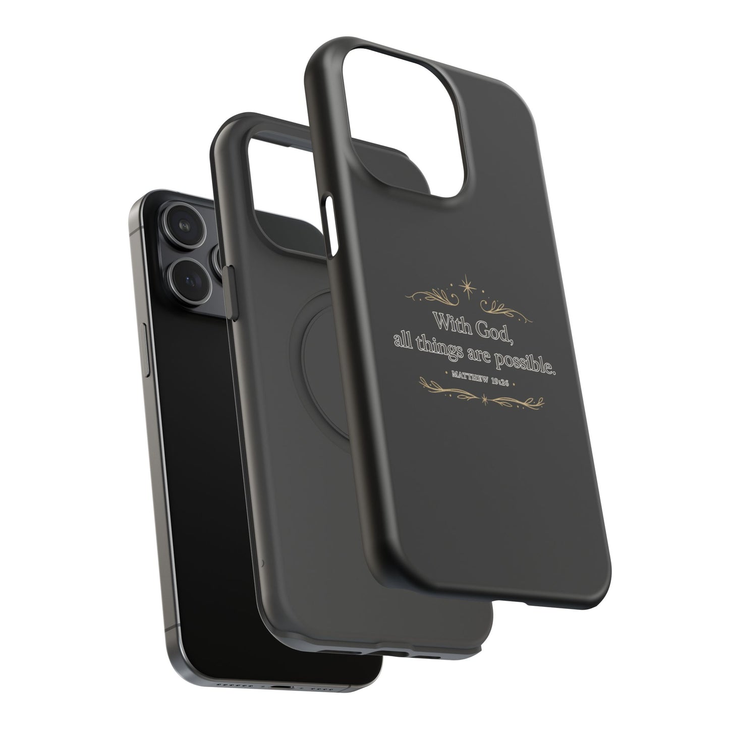 Impact-Resistant Phone Case — "With God, all things are possible" (Matthew 19:26)