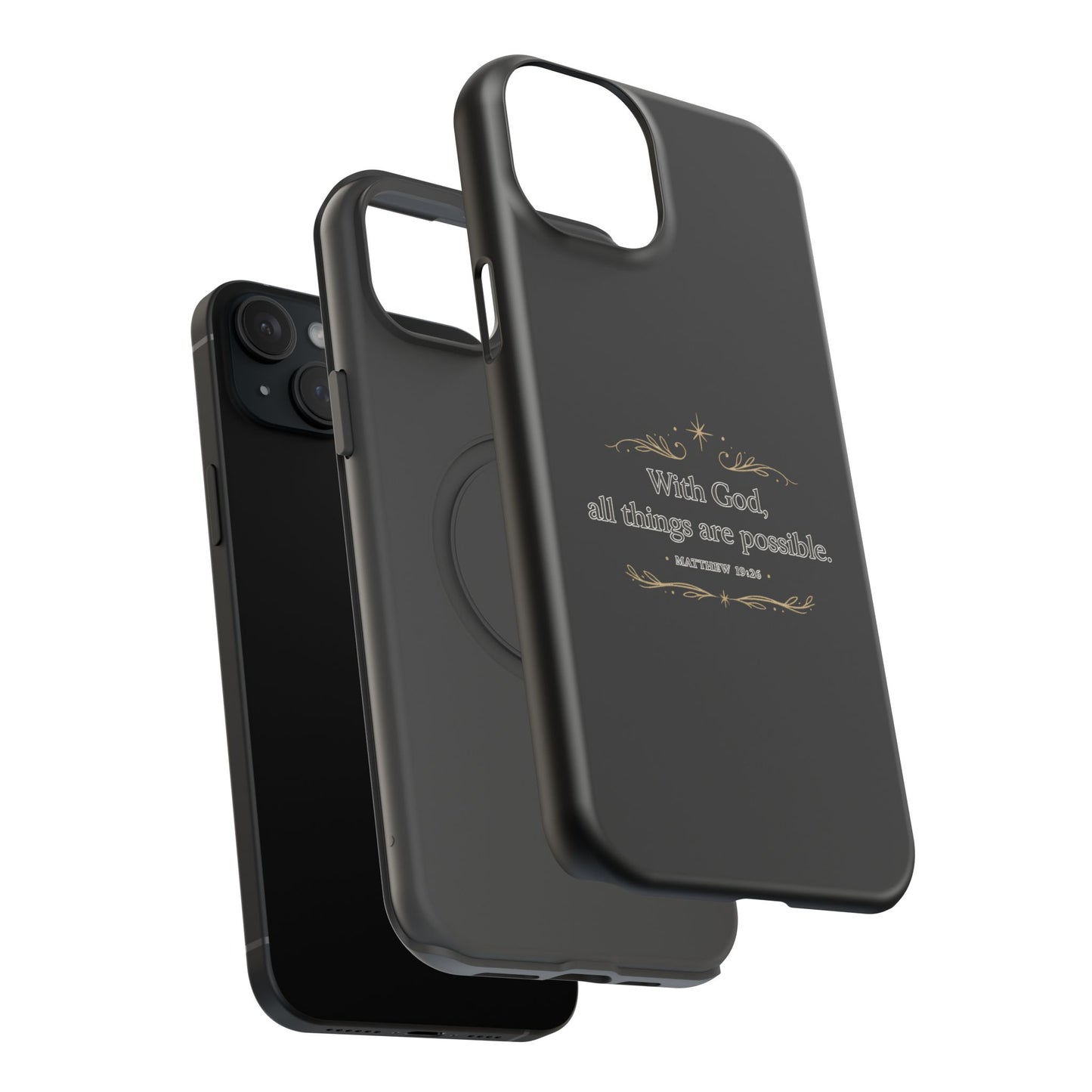 Impact-Resistant Phone Case — "With God, all things are possible" (Matthew 19:26)