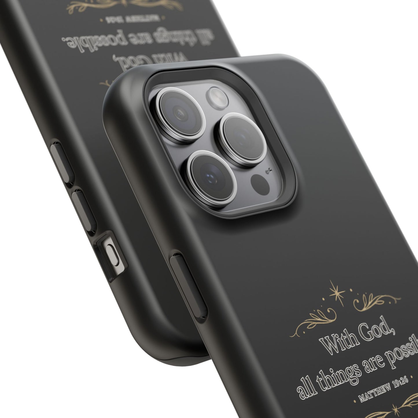 Impact-Resistant Phone Case — "With God, all things are possible" (Matthew 19:26)