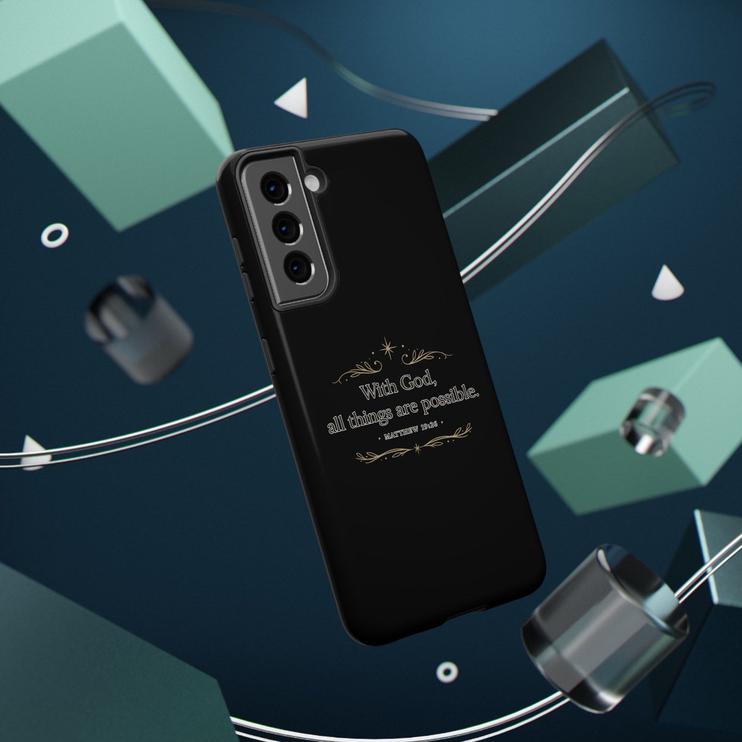 Impact-Resistant Phone Case — "With God, all things are possible" (Matthew 19:26)