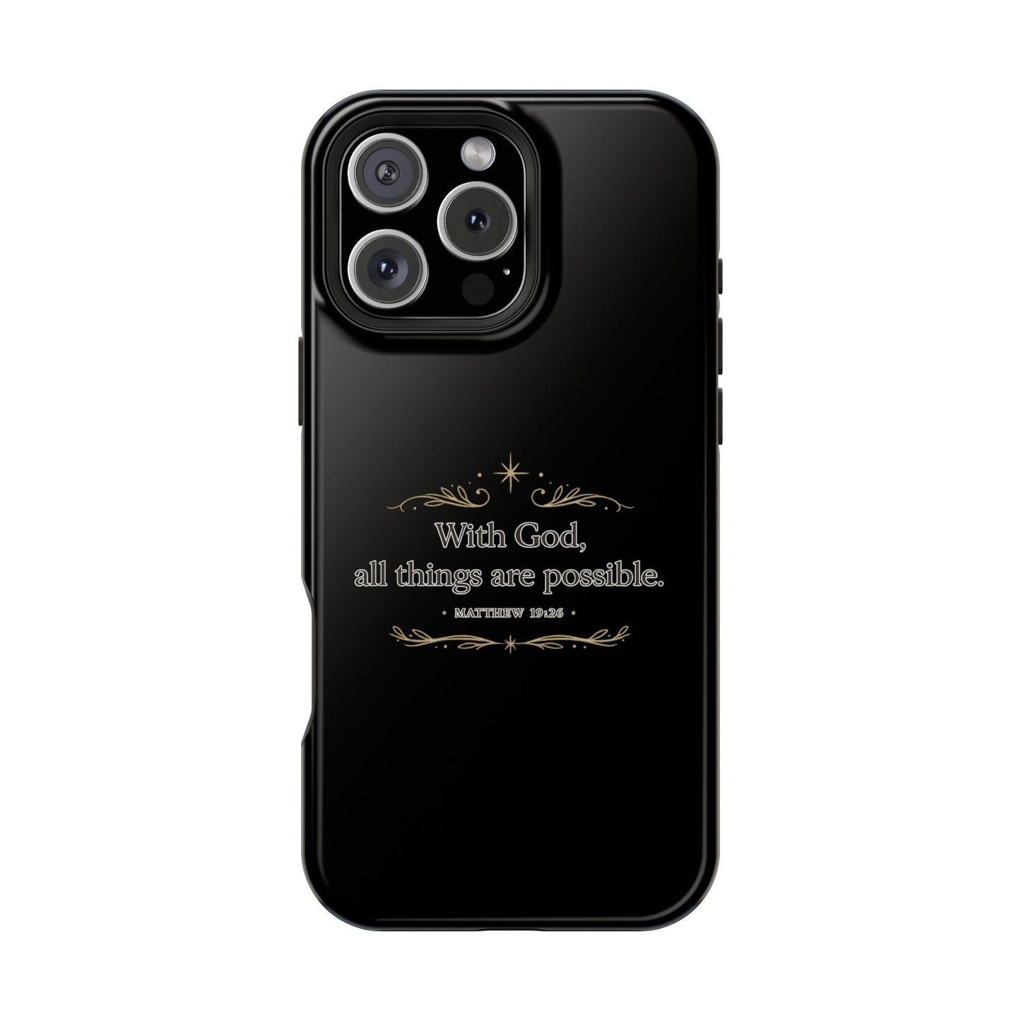 Impact-Resistant Phone Case — "With God, all things are possible" (Matthew 19:26)