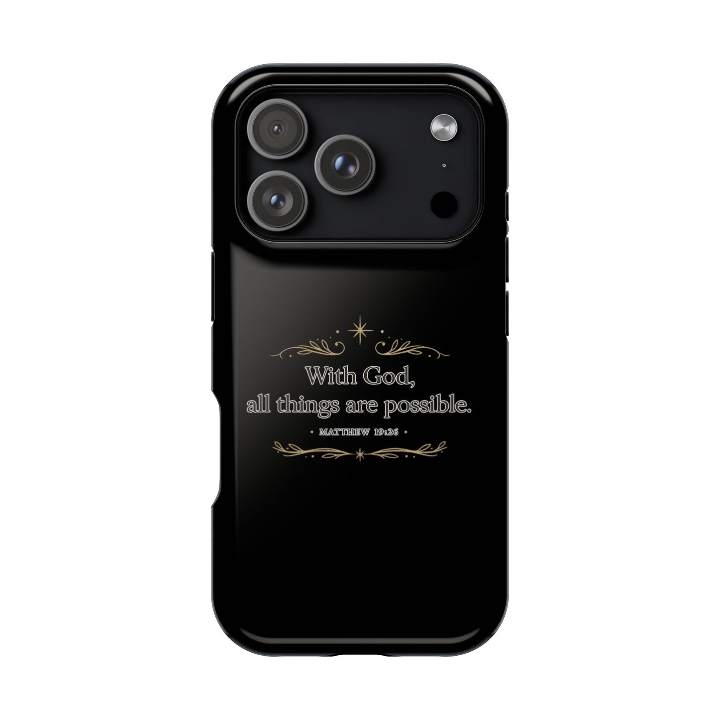 Impact-Resistant Phone Case — "With God, all things are possible" (Matthew 19:26)