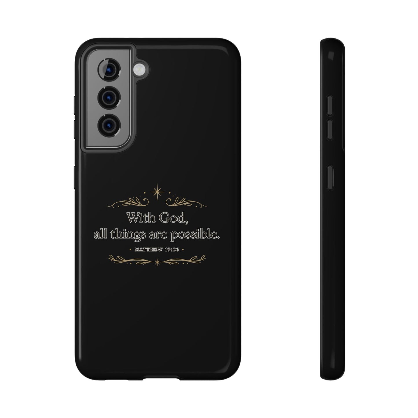 Impact-Resistant Phone Case — "With God, all things are possible" (Matthew 19:26)