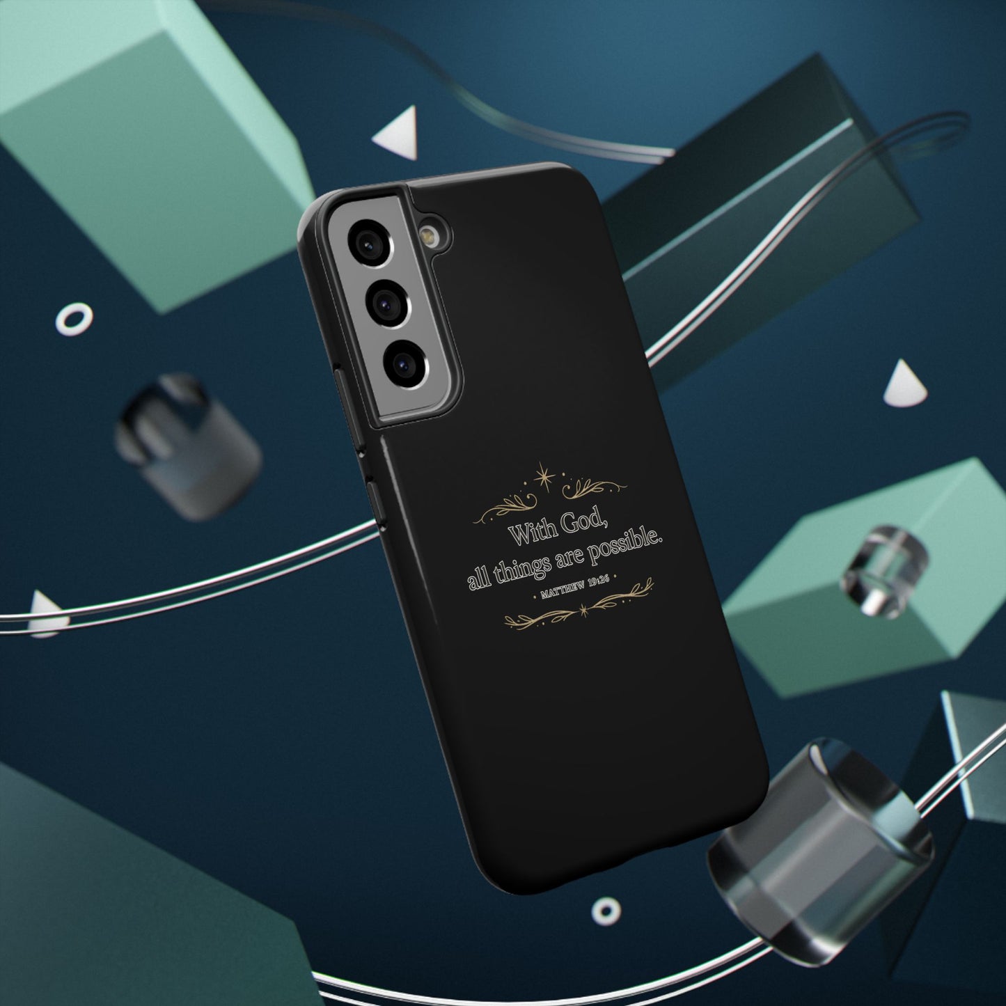 Impact-Resistant Phone Case — "With God, all things are possible" (Matthew 19:26)