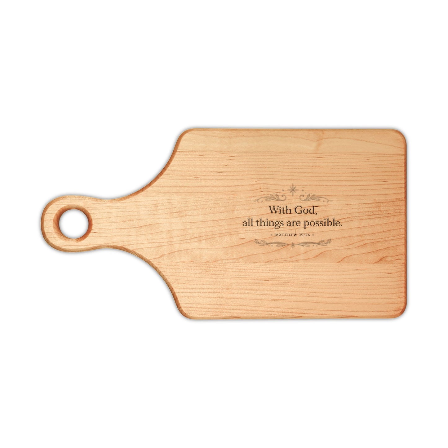Engraved Wooden Cutting Board — "With God, all things are possible"