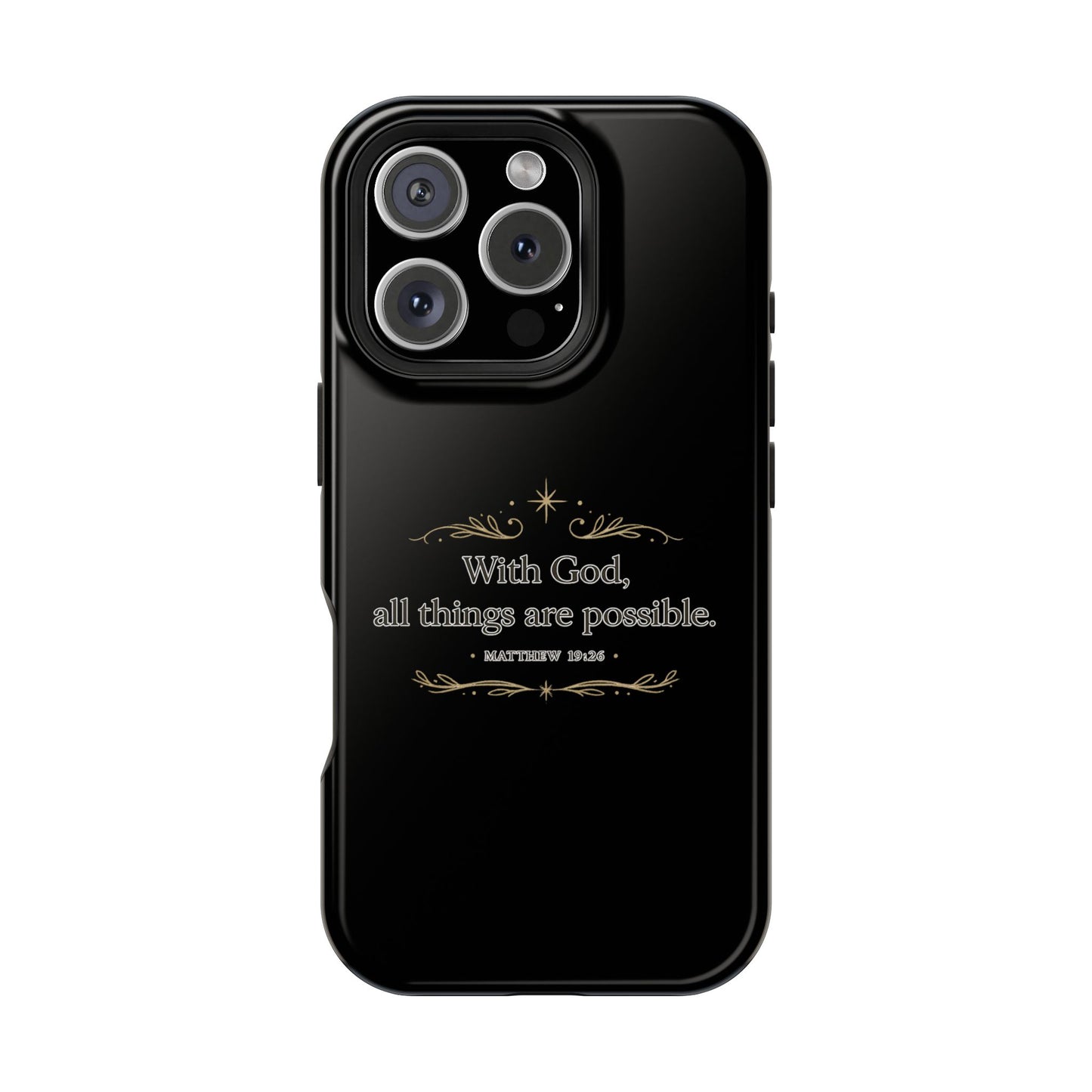 Impact-Resistant Phone Case — "With God, all things are possible" (Matthew 19:26)