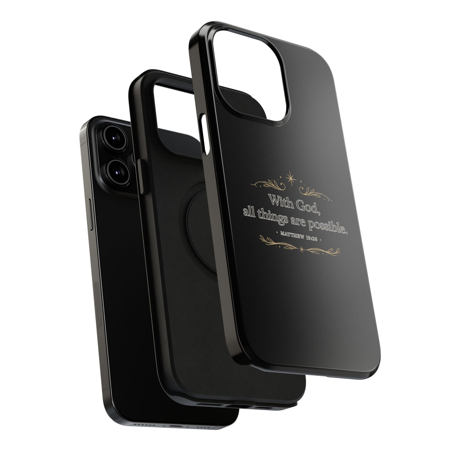 Impact-Resistant Phone Case — "With God, all things are possible" (Matthew 19:26)