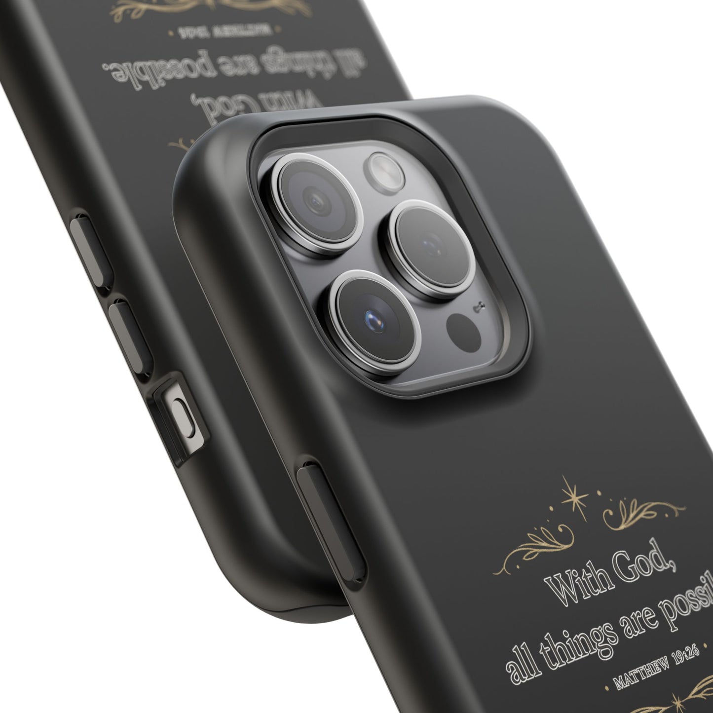 Impact-Resistant Phone Case — "With God, all things are possible" (Matthew 19:26)