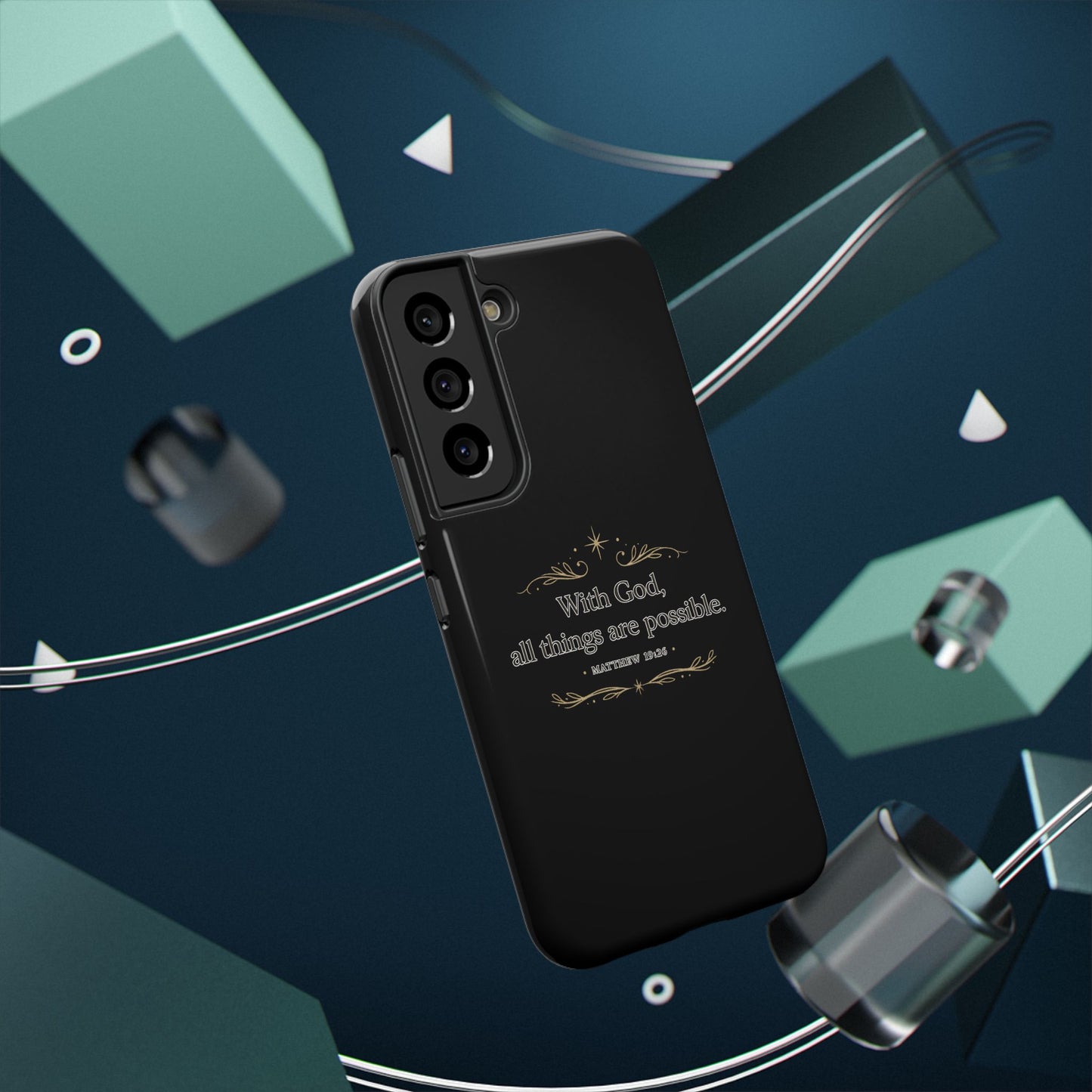 Impact-Resistant Phone Case — "With God, all things are possible" (Matthew 19:26)