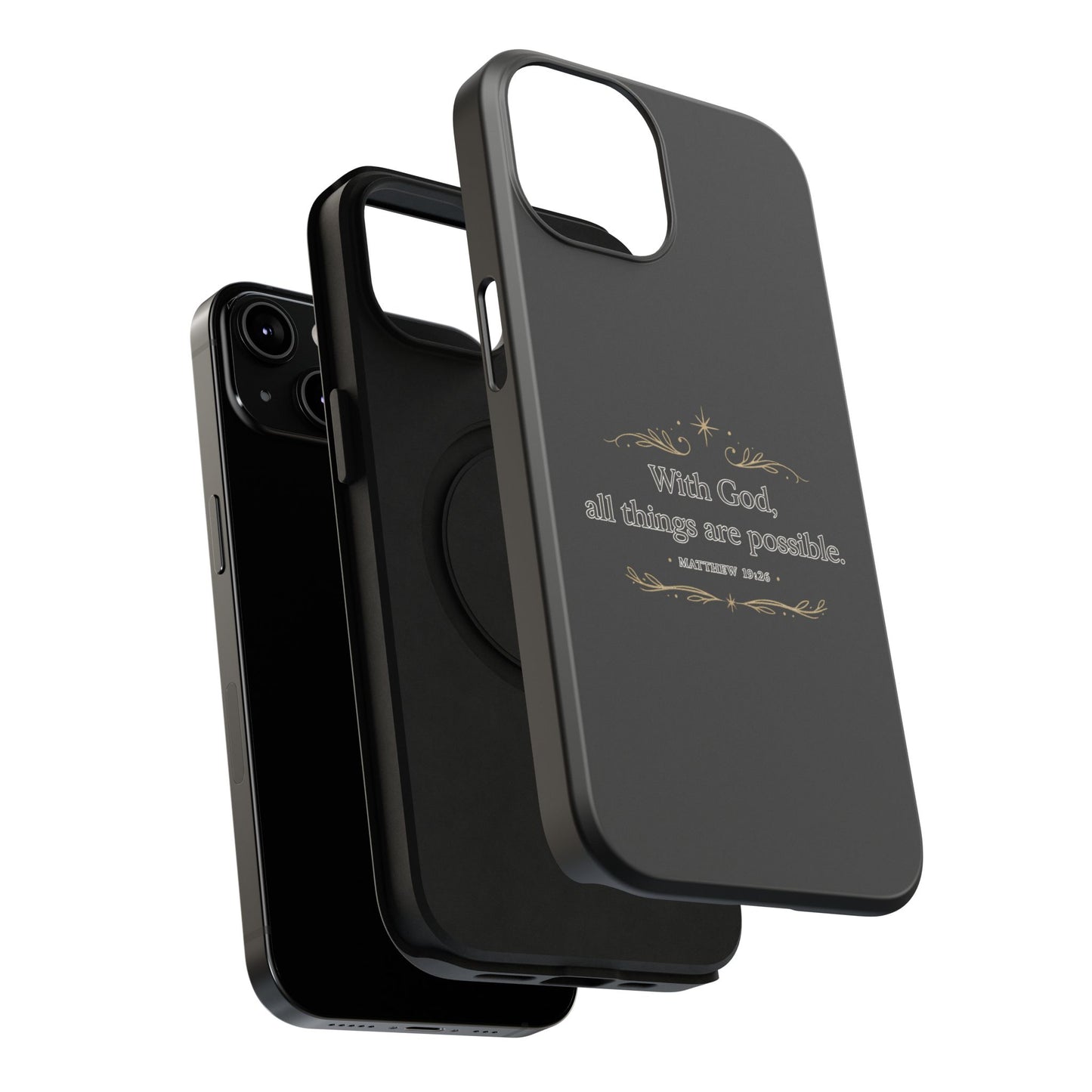 Impact-Resistant Phone Case — "With God, all things are possible" (Matthew 19:26)