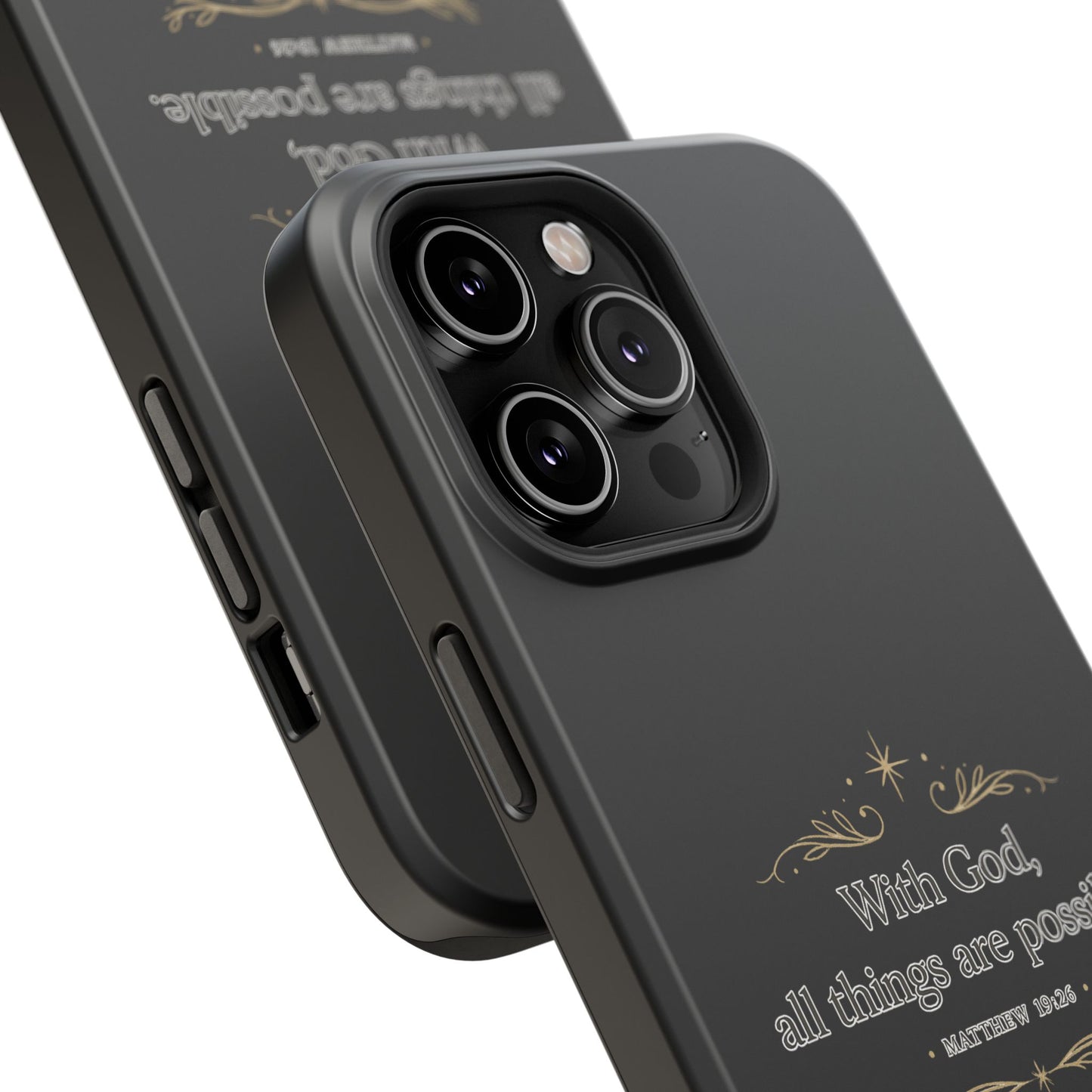 Impact-Resistant Phone Case — "With God, all things are possible" (Matthew 19:26)