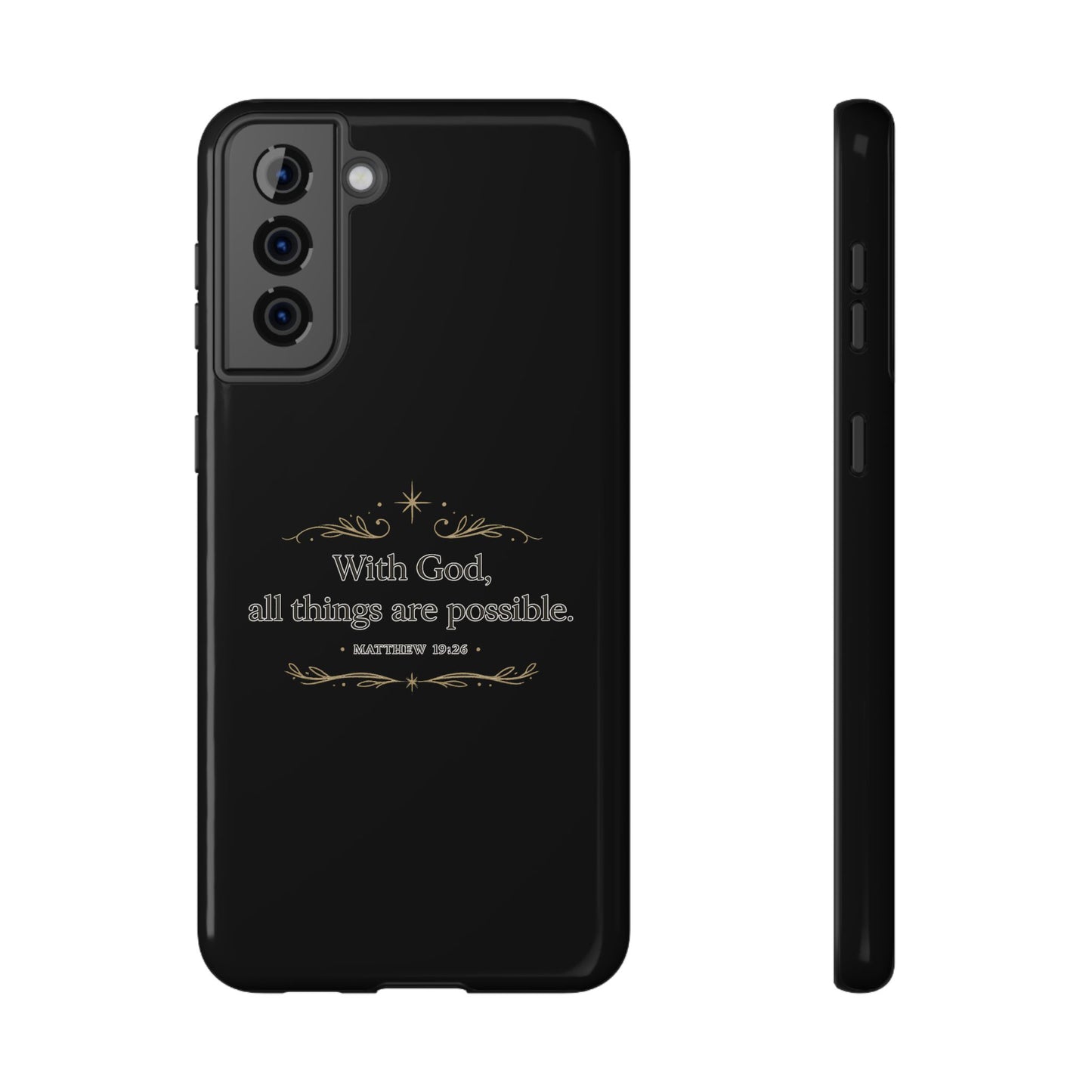 Impact-Resistant Phone Case — "With God, all things are possible" (Matthew 19:26)
