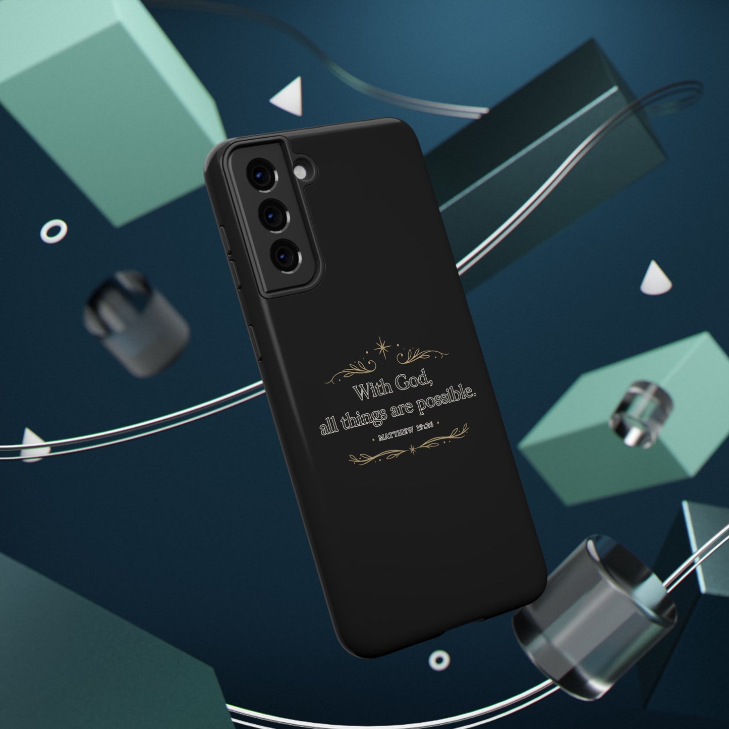 Impact-Resistant Phone Case — "With God, all things are possible" (Matthew 19:26)