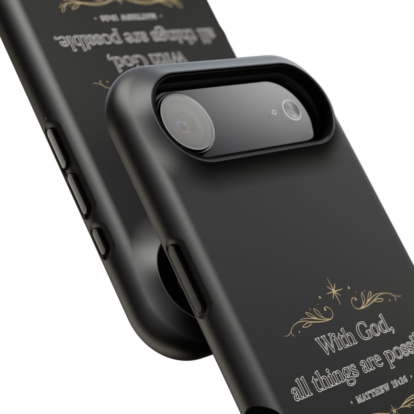 Impact-Resistant Phone Case — "With God, all things are possible" (Matthew 19:26)