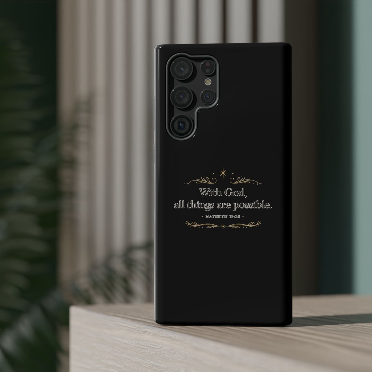 Impact-Resistant Phone Case — "With God, all things are possible" (Matthew 19:26)