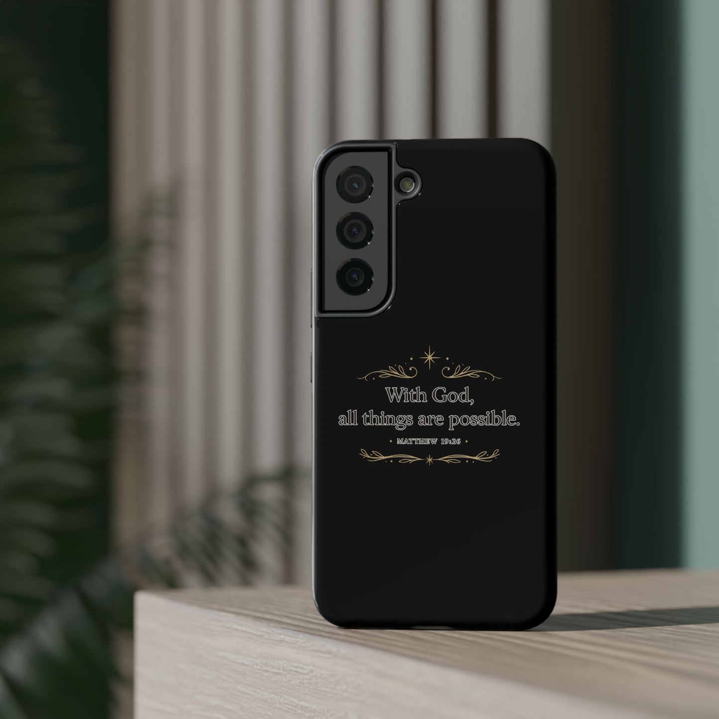 Impact-Resistant Phone Case — "With God, all things are possible" (Matthew 19:26)
