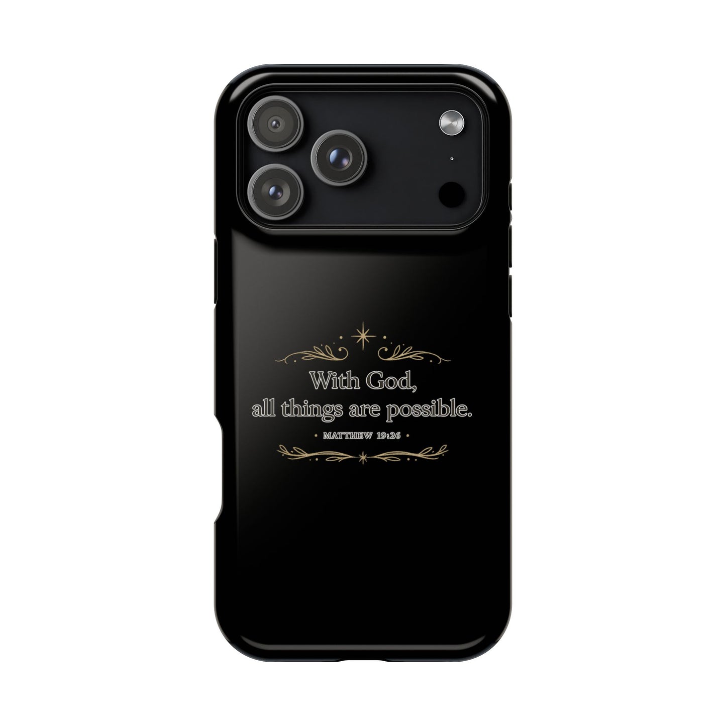 Impact-Resistant Phone Case — "With God, all things are possible" (Matthew 19:26)