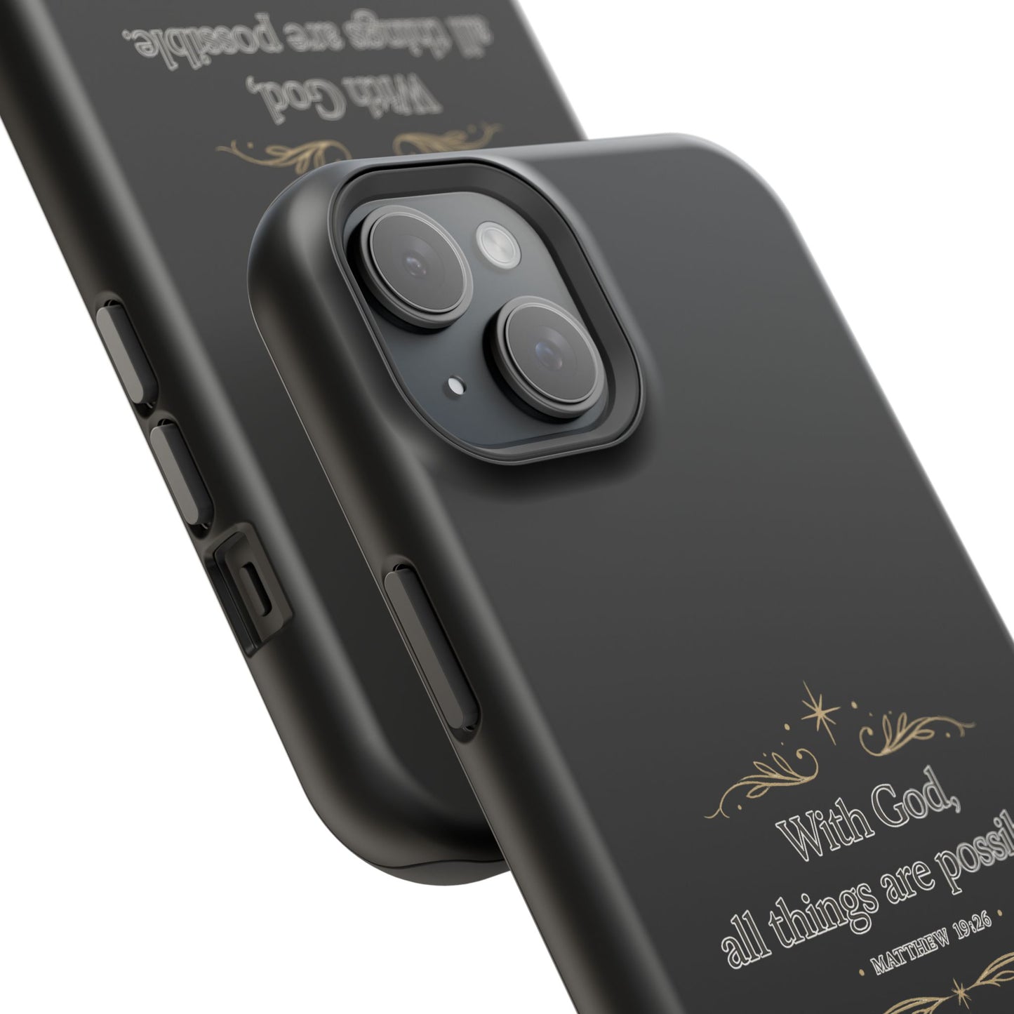 Impact-Resistant Phone Case — "With God, all things are possible" (Matthew 19:26)