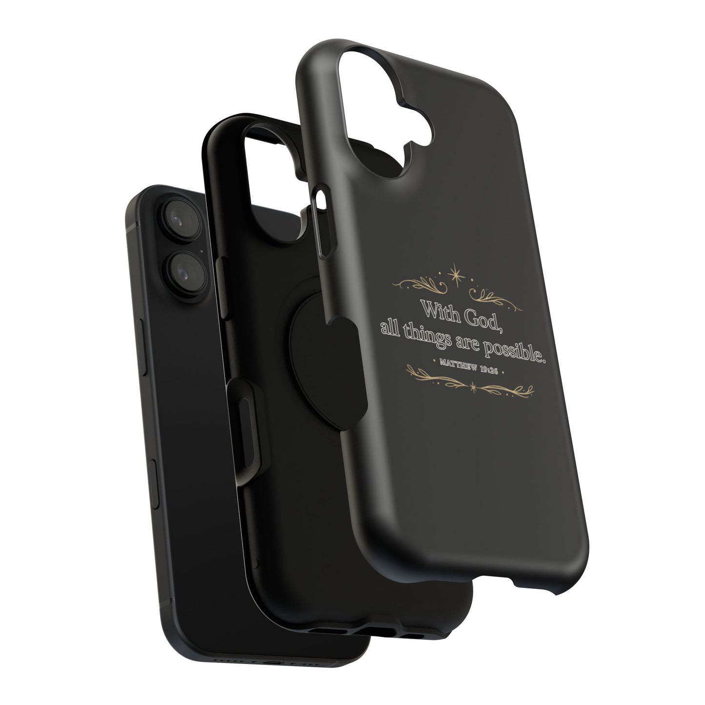 Impact-Resistant Phone Case — "With God, all things are possible" (Matthew 19:26)