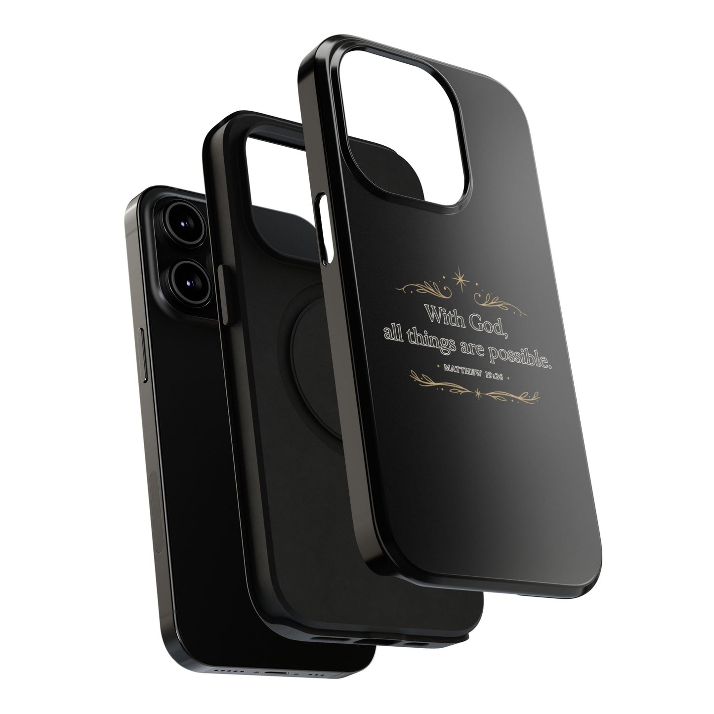 Impact-Resistant Phone Case — "With God, all things are possible" (Matthew 19:26)
