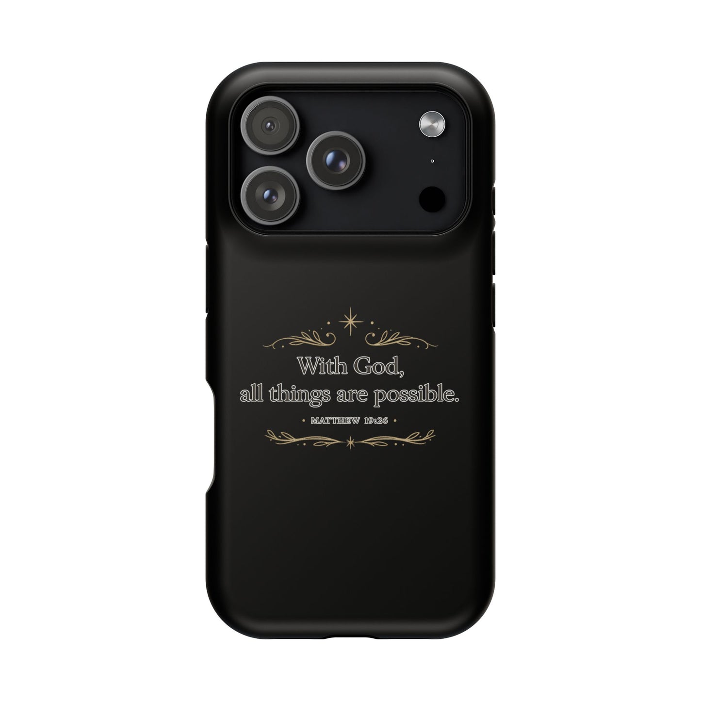 Impact-Resistant Phone Case — "With God, all things are possible" (Matthew 19:26)