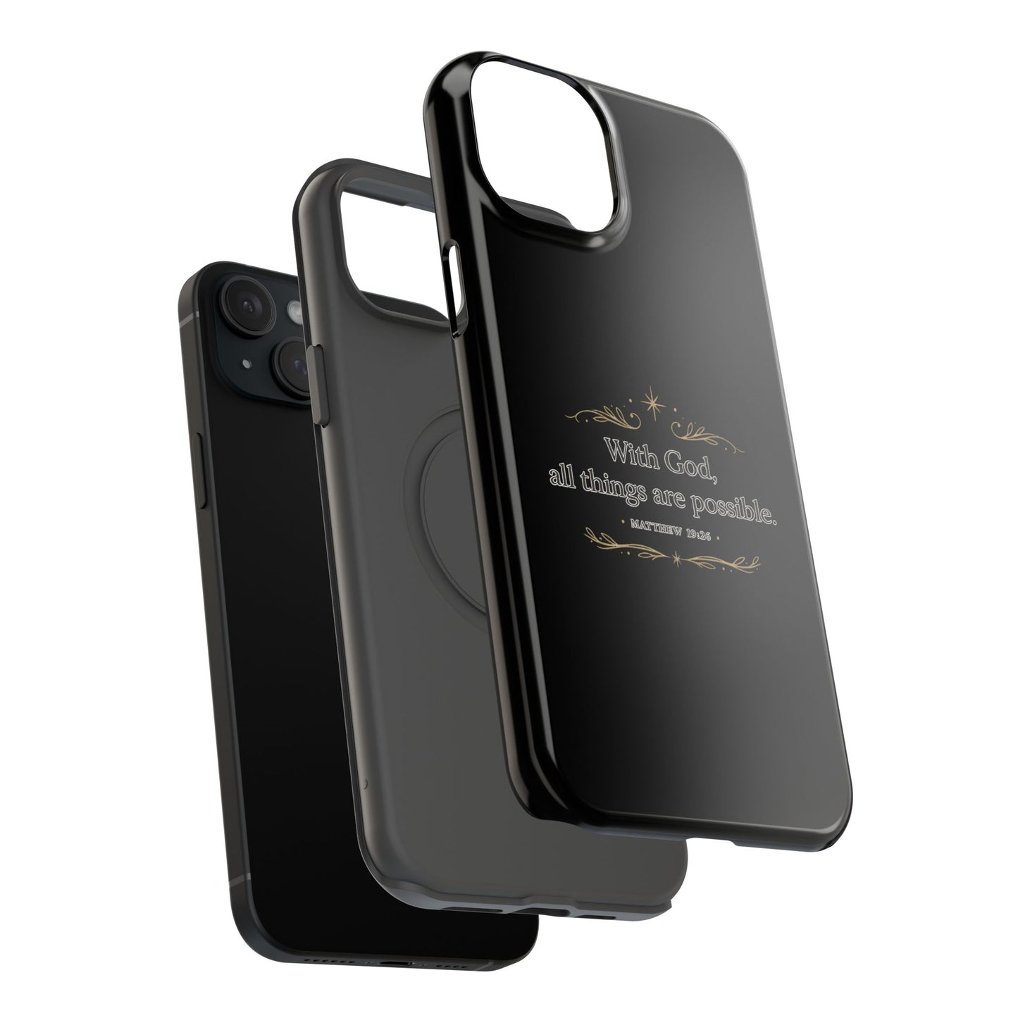 Impact-Resistant Phone Case — "With God, all things are possible" (Matthew 19:26)